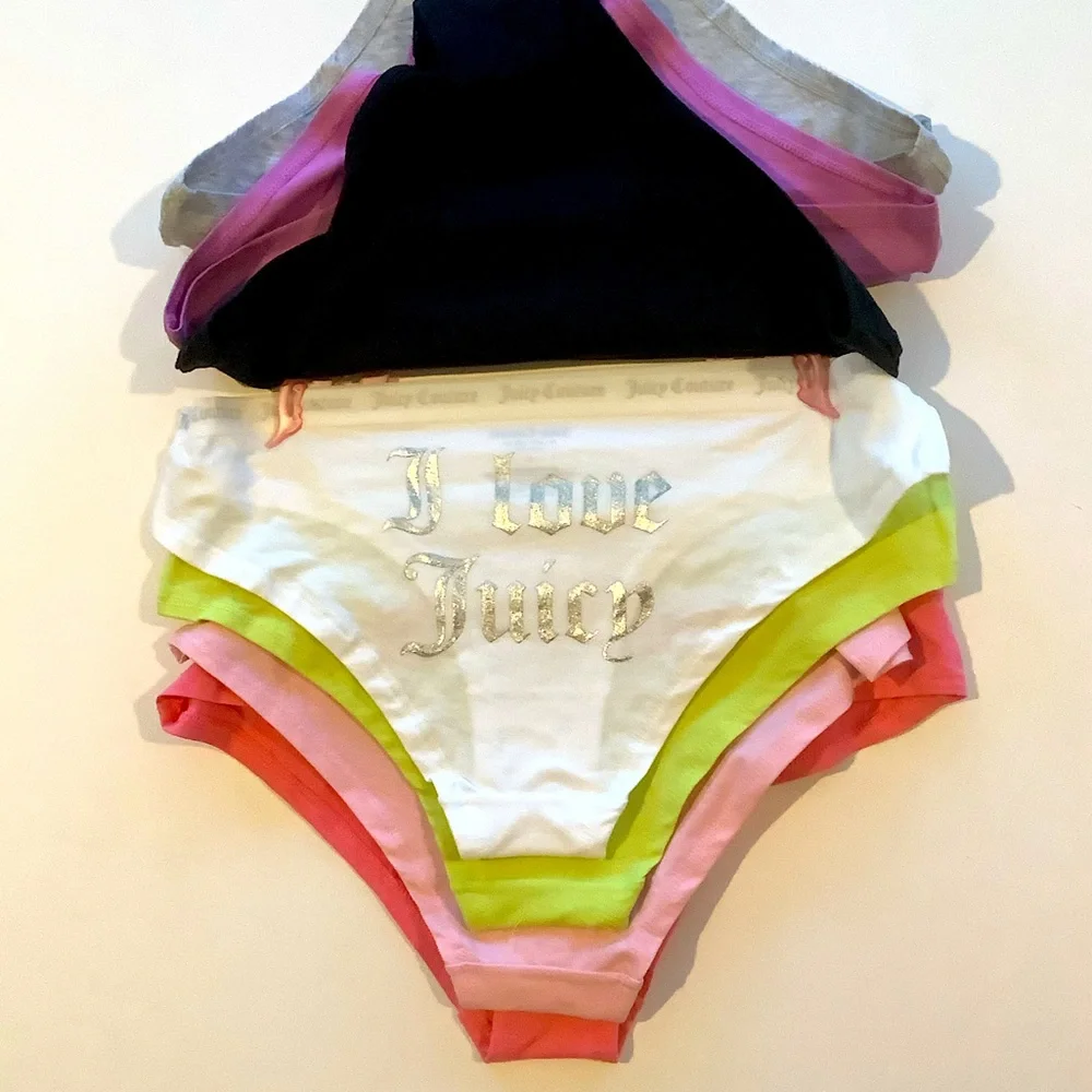 Juicy Couture Intimates 7 Pack Logo Panties Multicolor L New - Picture 4 of 9